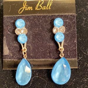Jim Ball Blue Teardrop Dangle Earrings